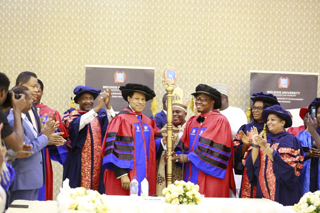  Pastor Chris Conferred with University Chancellor and Head of Government/Chairman of Institution by Weldios University